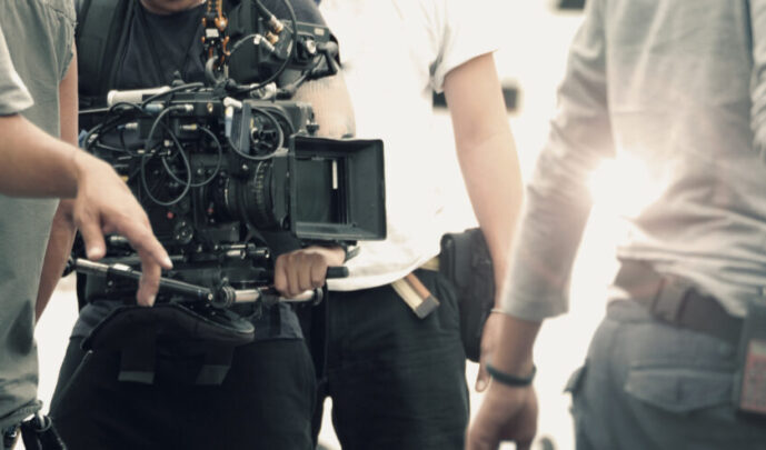 Blurred images of video camera and lens